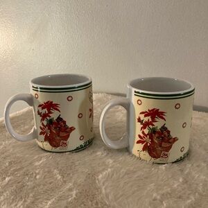 Clay Art 12oz Festive Holiday Mug Set - Cream and Red